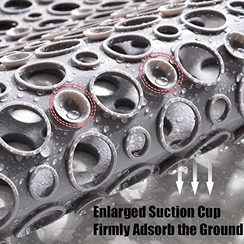 Miniatura 5 de Tapete de ducha para bañera antideslizante con ventosas y agujeros de drenaje, lavable a máquina, alfombra de baño para ancianos, 17 x 29.5 pulgadas