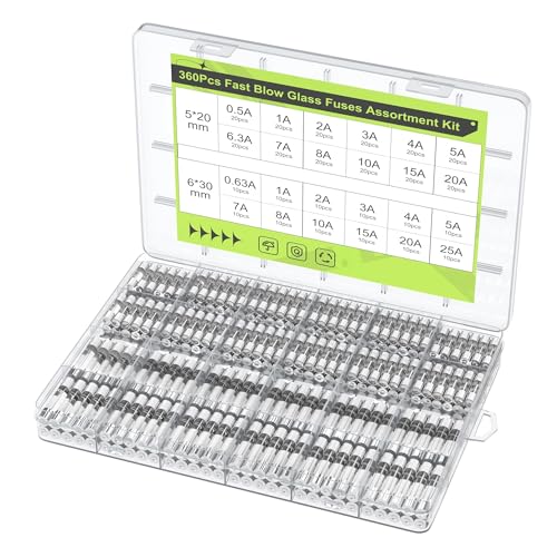 Fusibles en verre 5x20 et 6x30mm en coffret de 360 pièces pour la protection des circuits électriques