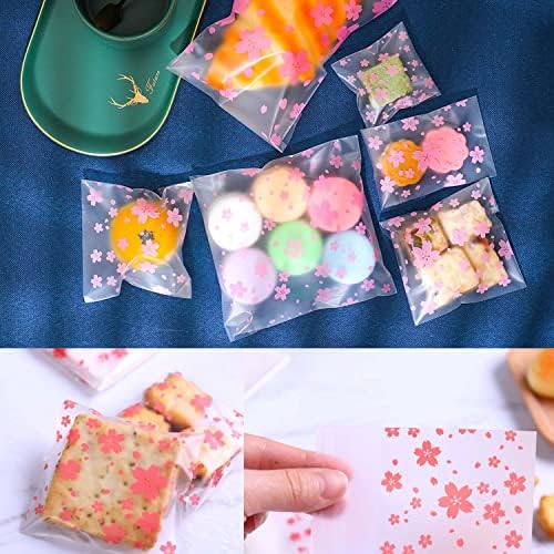 200 Pieces Cellophane Bags Clear Self-Adhesive Cookie Bags Plastic Sweet Bags for Bakery, Cookie, Candies, Biscuit, Jewelry, Soaps, Cards and Dessert (10 × 10 cm)