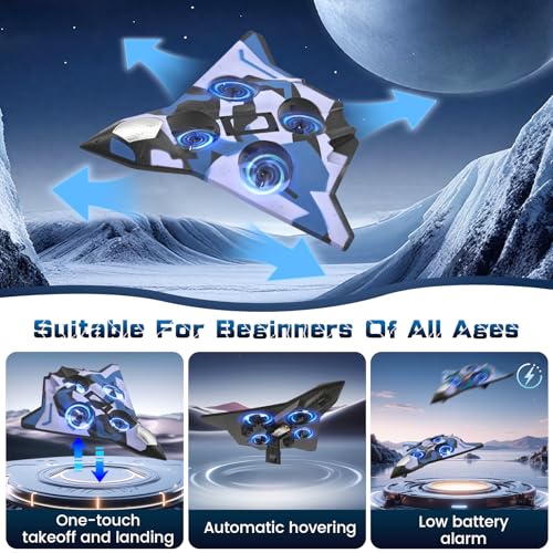 Image of Foam RC Aeroplane for Children with Light, 360 Flip, 2.4 GHz Remote Controlled Aircraft Altitude Hold, Headless Mode, RC Tarpaulin Fighter Plane Remote Controlled Gift for Children 8-16 Years