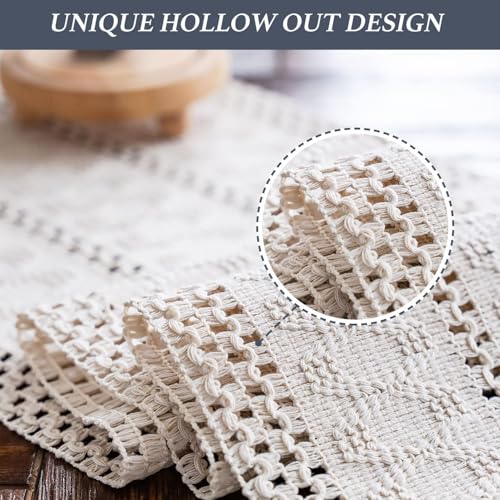Image of HomeCloud Croshia Woven Table placemat - Heat Resistant, Washable Table Decoration for Dining, Office, Kitchen, Hotel, and Home (Runner White, Set of 2)