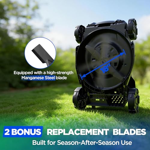 Image of 18 inch Cordless Push Lawn Mower for Small Yards, 40V Brushless Electric Mower with 4.0Ah Battery & Charger, 6 Heights & 2-in-1 Mulch /Bag