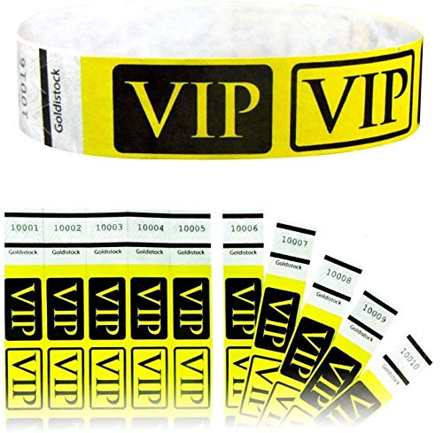 Goldistock Event Wristbands VIP Deluxe Neon Yellow 500 Count | ¾” Arm Bands | Paper-Like Party Armbands | Wrist Bands