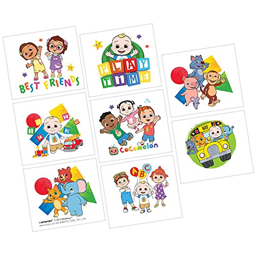 Tatouages Cocomelon Amscan lot de 8 pour calmer les pleurs des enfants facilement