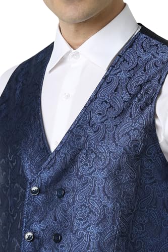 Image of Men Navy Solid Slim Fit Wedding Three Piece Suit