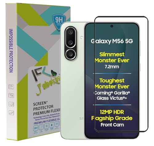 Image of FabeKee Tempered Glass Screen Protector Compatible For Black Cellphone With Edge To Edge Coverage And Easy Installation Kit (Transparent, Samsung Galaxy M56 5G)