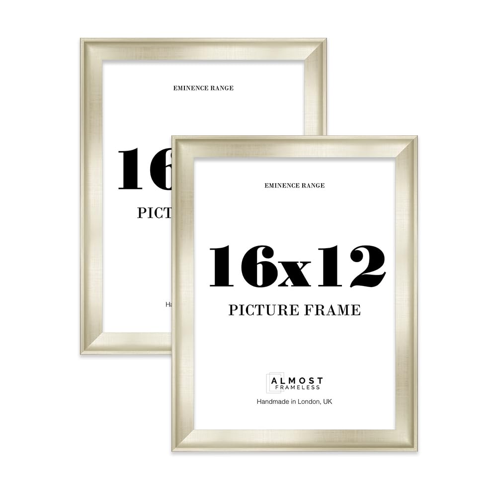 16x12" Silver Picture Frame - Rustic Wood Industrial Effect Photo Frame for Wall Display, Ideal for Posters, Prints & Home Décor, Wall Hooks, 32mm Edge - 2 Pack