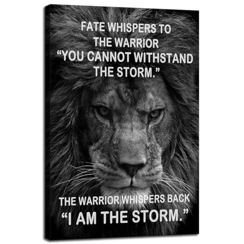 Inspirational Canvas Wall Art Inspiration Painting Pictures Motivational Quotes I Am The Storm Posters Prints Artwork Modern Living Room Home Office Decor Framed Ready to Hang[12" W X 18" H]