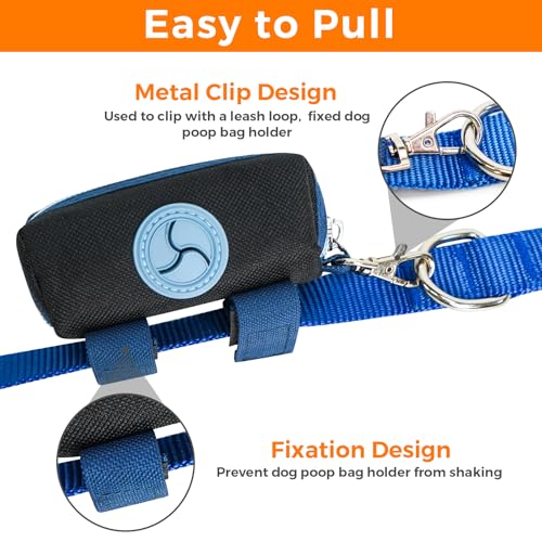 Image of Dog Poop Bag Holder Zippered Pouch, Portable Dog Poop Bag Dispenser with 1 Metal Clip, Fashion Color Matching Canvas Waste Bag Holder for Leashes - Black