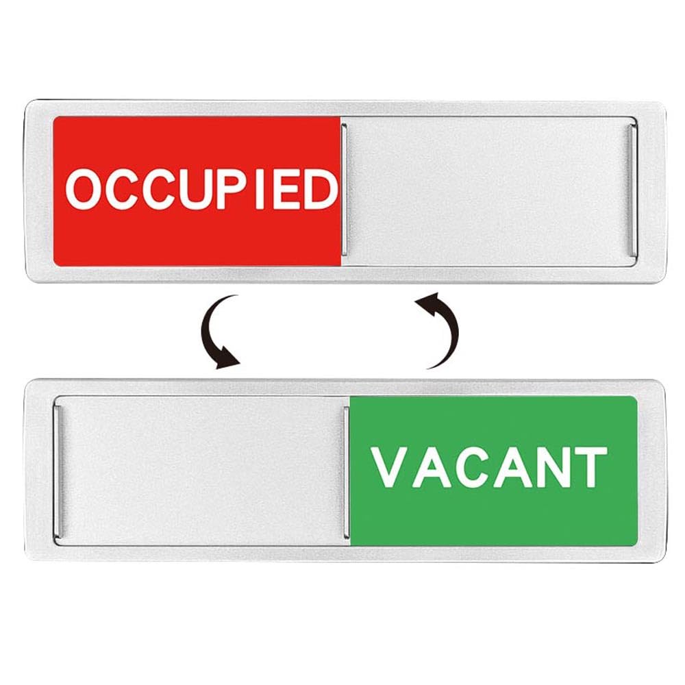 Bathroom Sign, Privacy Sign Vacant Occupied Sign for Home Office Restroom Conference Hotel Hospital, Easy to Read Non-Scratch Magnetic Slider Door Indicator Sign (Sliver)