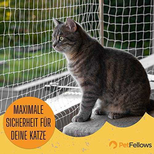 PetFellows® Katzennetz für Balkon - 8x3m - Ideales Sorglos-Set - WICHTIG: Geprüfte Sicherheit (Zuschneidbar und Bissfest… – Bild 6