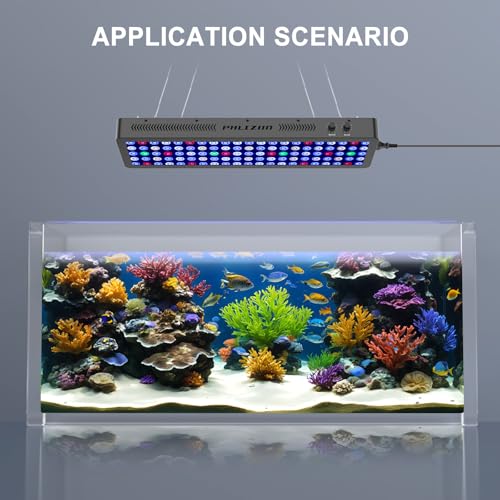 Image of Phlizon 300W Dimmable Full Spectrum Aquarium LED Light Fish Tank Light with Daisy Chain Function for Saltwater Freshwater Coral Reef Fish Tank (28 inchx8.5 inchx2.4 inch)