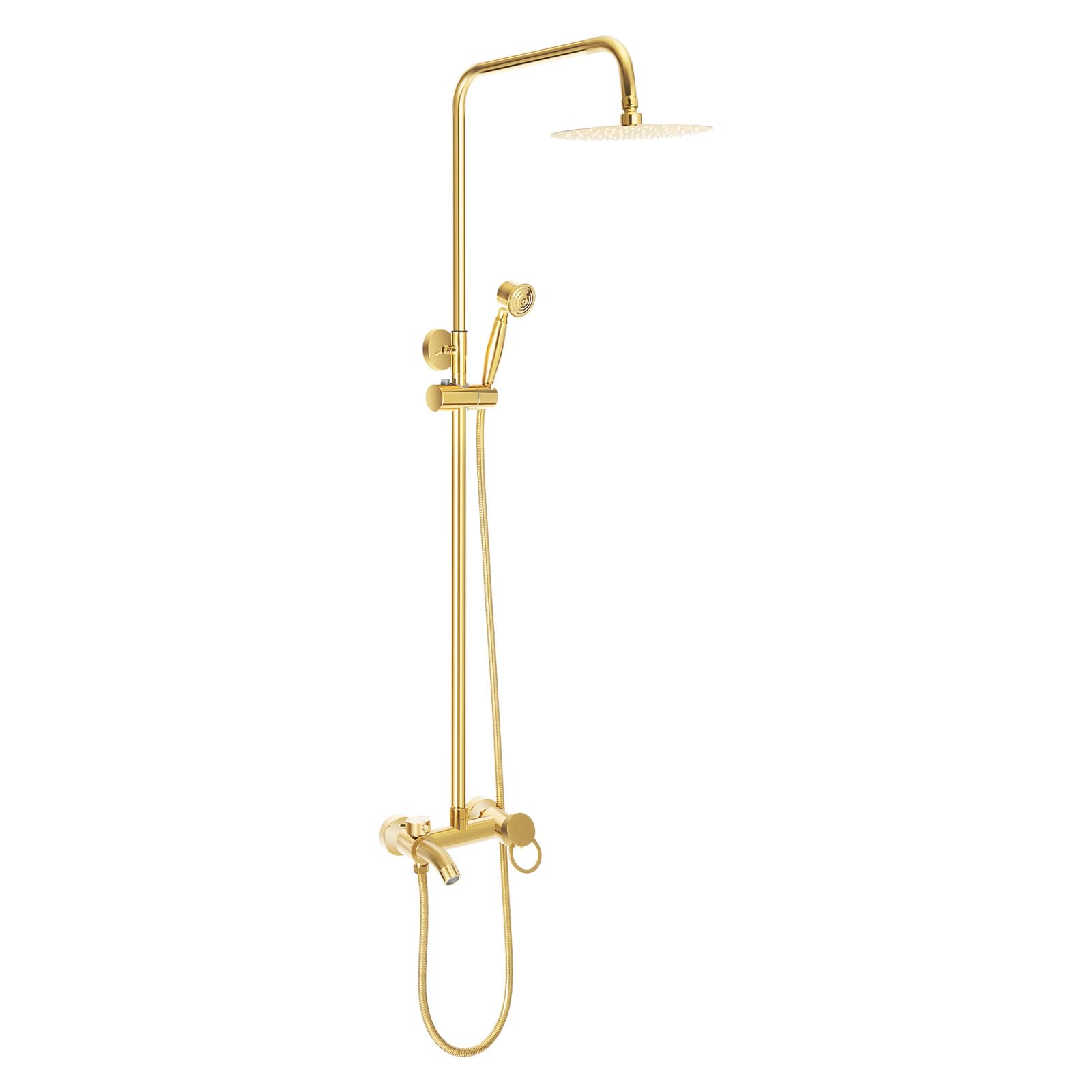 Thermostat-Duschsystem Komplettset mit 7.8-Zoll Regenbrause & 2 Griffen (Höhenverstellbar 80-117cm) - Goldene Duscharmatur für Badezimmer/Waschräume - Wassersparende Luxus-Dusche