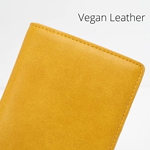 Image of Alldaily Ultra Slim Thin Women Wallet RFID Blocking Credit Card Holder Bifold Long Ladies Billfold (Yellow)