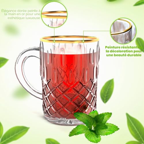 Verres à thé marocains robustes anti-fissure en borosilicate isolant à liseré doré - 5