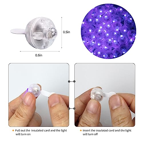 Image of Aogist 50Pcs Balloon Lights with Hook,Long Standby Time,Waterproof Mini Light for Birthday Party Wedding Christmas Halloween Easter Decorative (Steady, Purple)