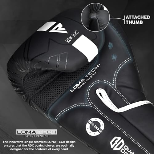 RDX Boxhandschuhe, Muay Thai Kickboxen Sparring, Maya Hide Leder Kara Boxing Gloves Männer Damen, Boxsack Punchinghandschuhe, Kickboxhandschuhe MMA Kampfsport Training Adult 8 10 12 14 16 18oz