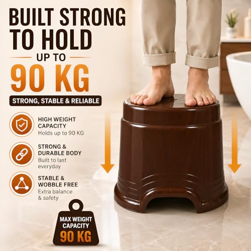Image of PulGos 10 inches Anti- Slip Plastic Sitting Stool for Kitchen & Bathroom Lightweight Anti-Skid Bathroom Stools | Comfortable for Indoor and Outdoor use |Patla Chair for Garden and Home Use