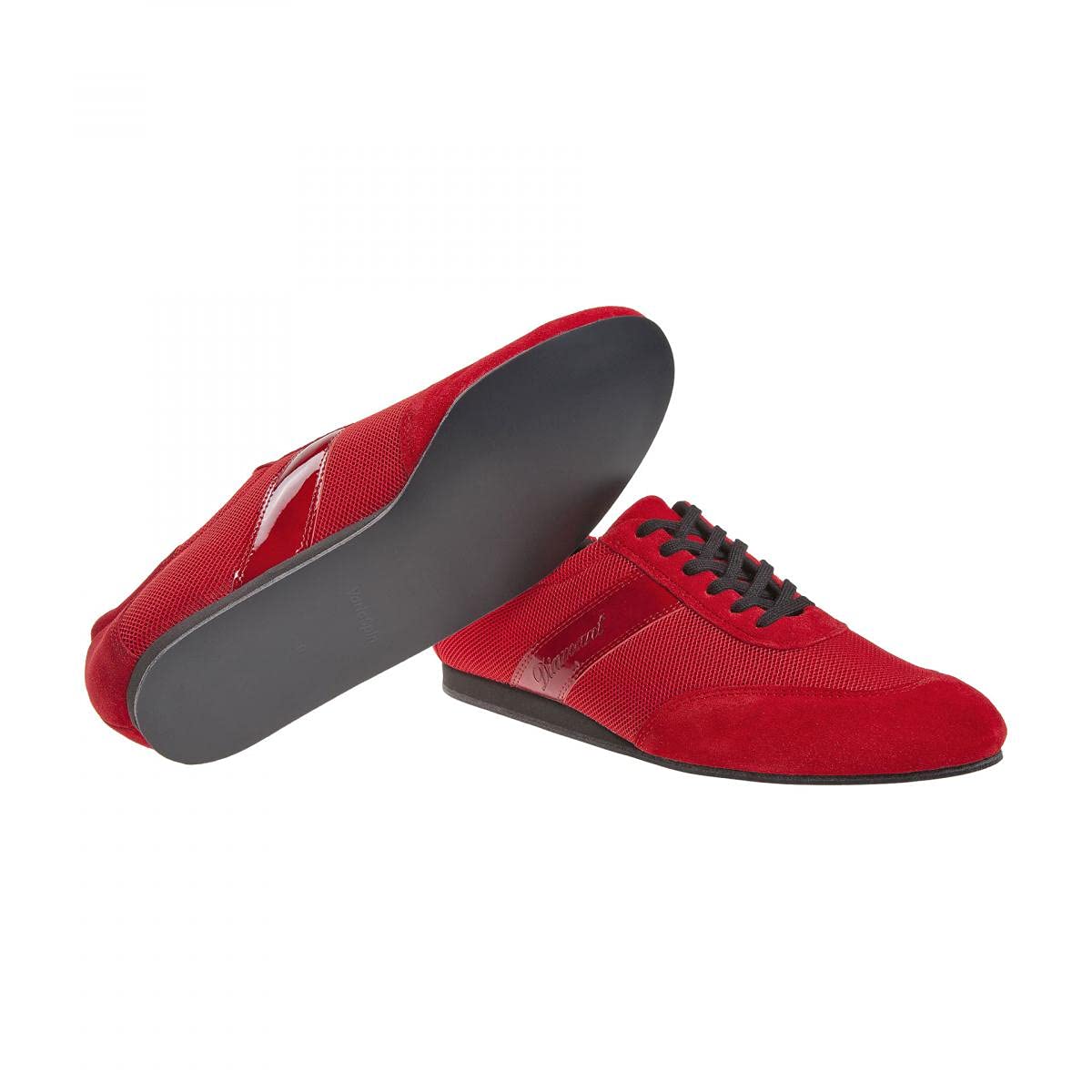 Diamant Herren Tanz Sneakers 192-425-579-V - Veloursleder/Mesh Rot - 1,5 cm Keilabsatz - VarioSpin Sohle - Made in Germany