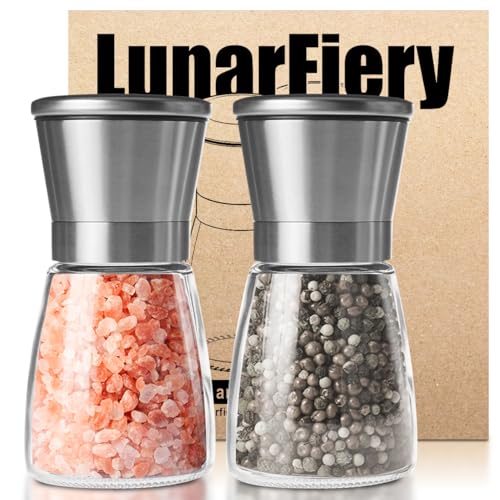 Ensemble de moulins à sel et à poivre réglables à grossièreté grossière et fine, moulins à sel et à poivre de qualité supérieure [sans contenu d'épices]