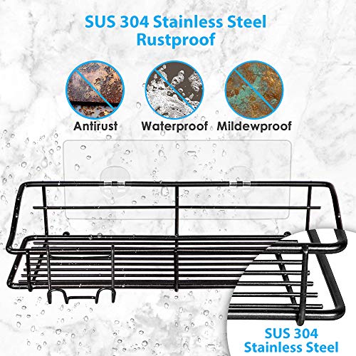 Nieifi-Shower-Caddy-Shelf-with-Hooks-Storage-Rack-Organizer-Adhesive-Stainless-Steel-Without-Drilling-for-Bathroom-Lavatory-Washroom-Restroom-Shower-Toilet-Kitchen-2-Pack-Black