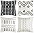 WLNUI Set of 4 Pillow Covers,18x18 Pillow Covers Modern Throw Pillow Covers Black Boho Geometric Mudcloth Cotton Linen Neutral Decorative Pillow Covers for Sofa Couch Chair