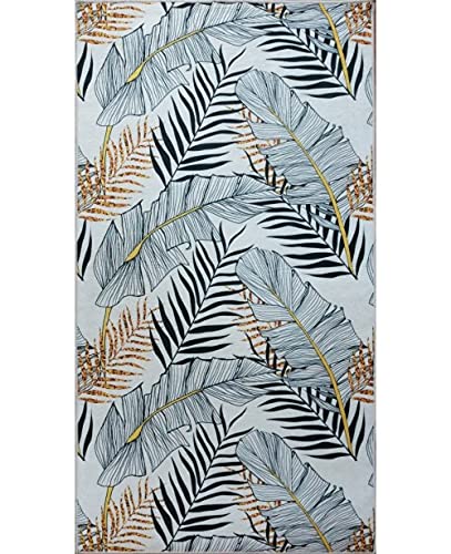 MANI TEXTILE TPS_FEUILL_GRIGOLD120 Teppich, Polyester, Grau, 120 x 180 - Image 4