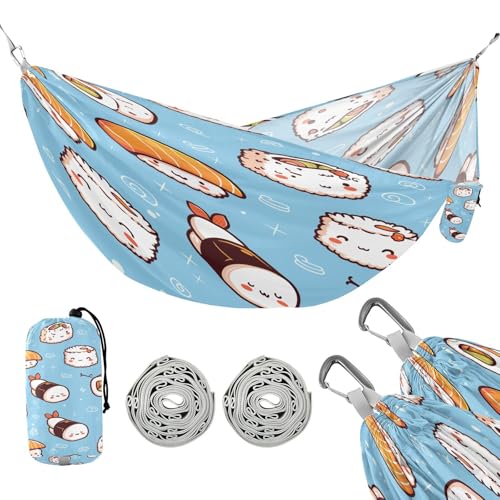 ATTX Kawaii Sushi Camping Hammock - Lightweight & Portable Hammocks, Heavy Duty 330lbs Capacity for Indoor, Hiking, Backpacking, Travel, Backyard, Beach#143