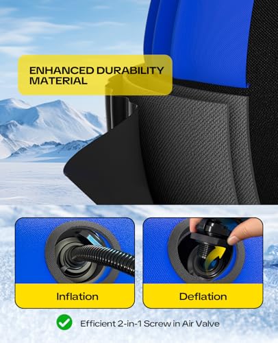 Raxurt Heavy Duty Snow Sled with Premium Canvas Cover, 2 Person Inflatable Snow Tube with Backrest & Bottom Anti-Skid Strips, Snow Sleds for Kids and Adults, Winter Outdoor Toys for Boys Girls Family