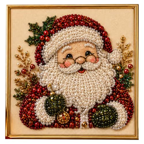 DIY Christmas Pearl Diamond Painting Art Kit with Frame, Christmas