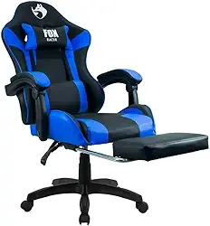 Cadeira Gamer Fox Racer Zerda Azul Com Apoio De Pe