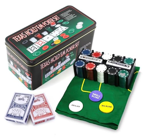 200 PCS Poker Chip Set with Aluminum Case Professional Poker Set Includes 2 Decks of Cards 3 Dealer Buttons & Table Cover