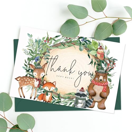 Cartes de remerciement Noël animaux de la forêt pour ne plus manquer de papier vœux