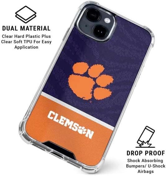 Skinit Clear Phone Case Compatible with iPhone 14 - Officially Licensed Clemson University Paw Logo Design