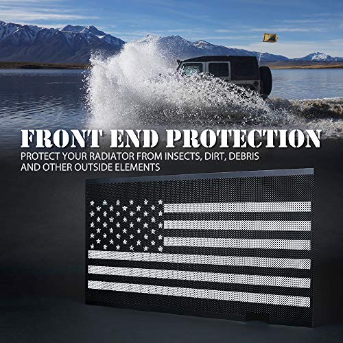 Xprite Aluminum Alloy Grill Insert Mesh With Black & White America U.s Flag Compatible With 2007-2018 Jeep Wrangler Jk Stock Grille #TOP3