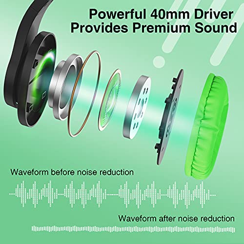 Image of BlueFire 3.5mm Bass Stereo Over-ear Gaming Headphone PS4 Gaming Headset with Microphone and Volume Control Compatible with PS4 / New Xbox One / Xbox One S / Xbox One X / PC(Green)