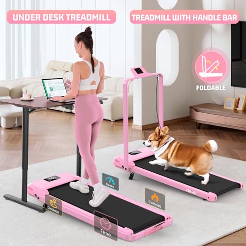 Image of FUNMILY Upgrade Walking Pad Folding Treadmill with 12% /15% Incline & Handle Bar, 3.5HP Foldable Under Desk Compact Treadmills for Home /Office /Gym, 400+lb Capacity, Shock Absorption
