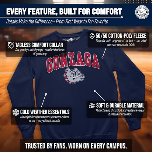Image of NCAA College Sweatshirt Fleece Crewneck Pullover for Men and Women | Officially licensed NCAA college gameday crewneck pullover - 9 oz fleece lined sweatshirt with arch and logo design