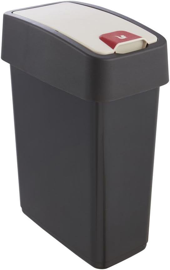 keeeper Premium Waste Bin with Flip Lid, Soft Touch, 10 Litre, Magne, Graphite Grey