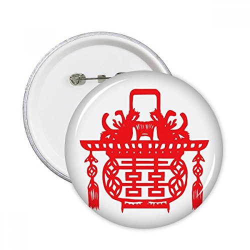 Badge bouton lanterne rouge pour customiser un vêtement fade motif lotus multicolore S