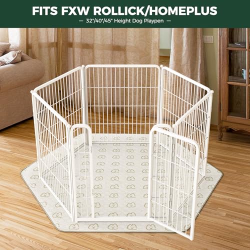 Image of FXW Washable Pee Pads for Dogs, Leak-Proof & Non-Slip, Specifically Designed for FXW Rollick /Homeplus 32 /40 /45inch 6 Panels Dog Playpen, 35 inch Hexagon, Khaki, 2 Packs
