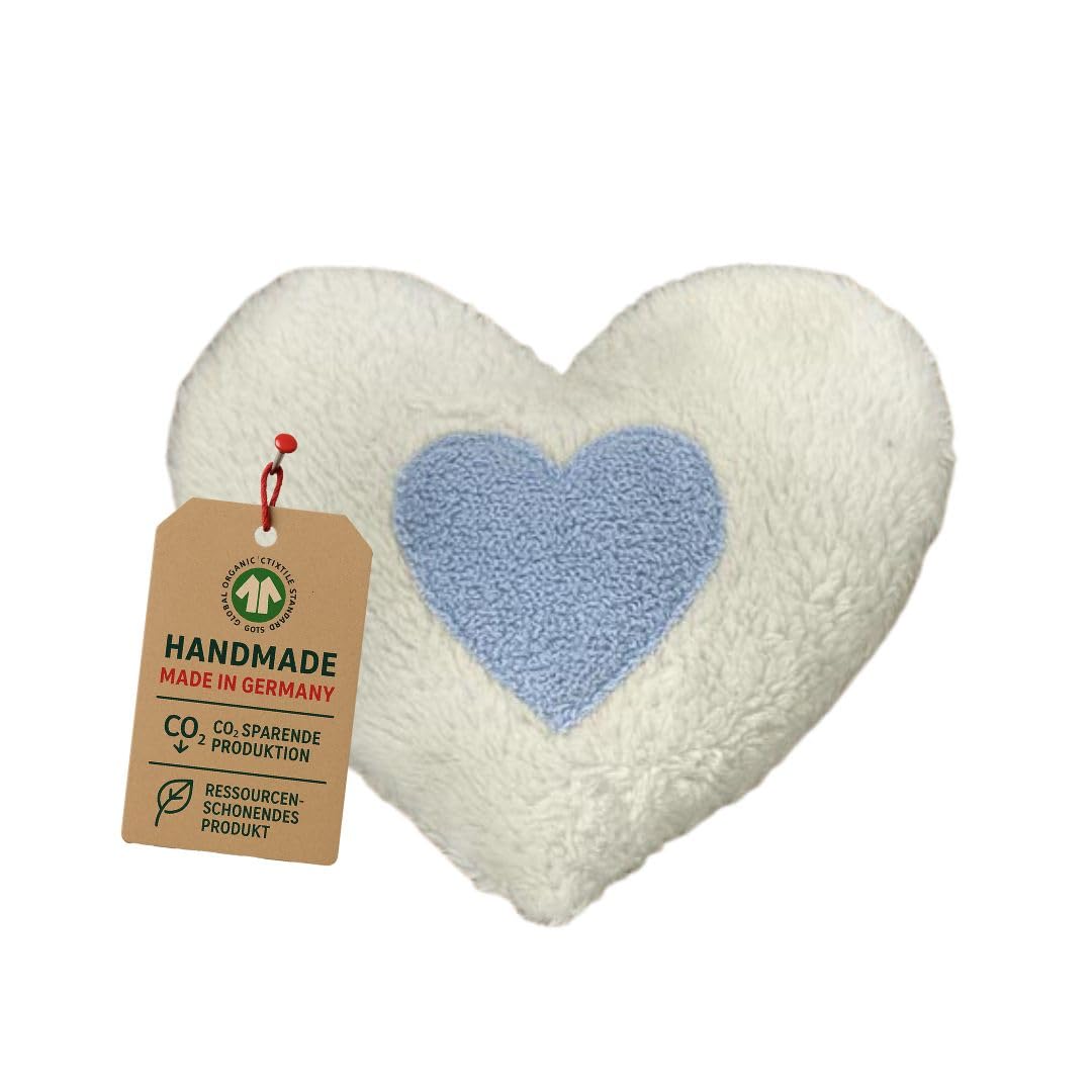 Efie Dinkel-Bio-Wärmekissen Herz blau – Bio Wärmekissen aus kbA Baumwolle, GOTS-zertifiziert, mit Dinkel-Füllung, 100 % Made in Germany, natürlich & nachhaltig