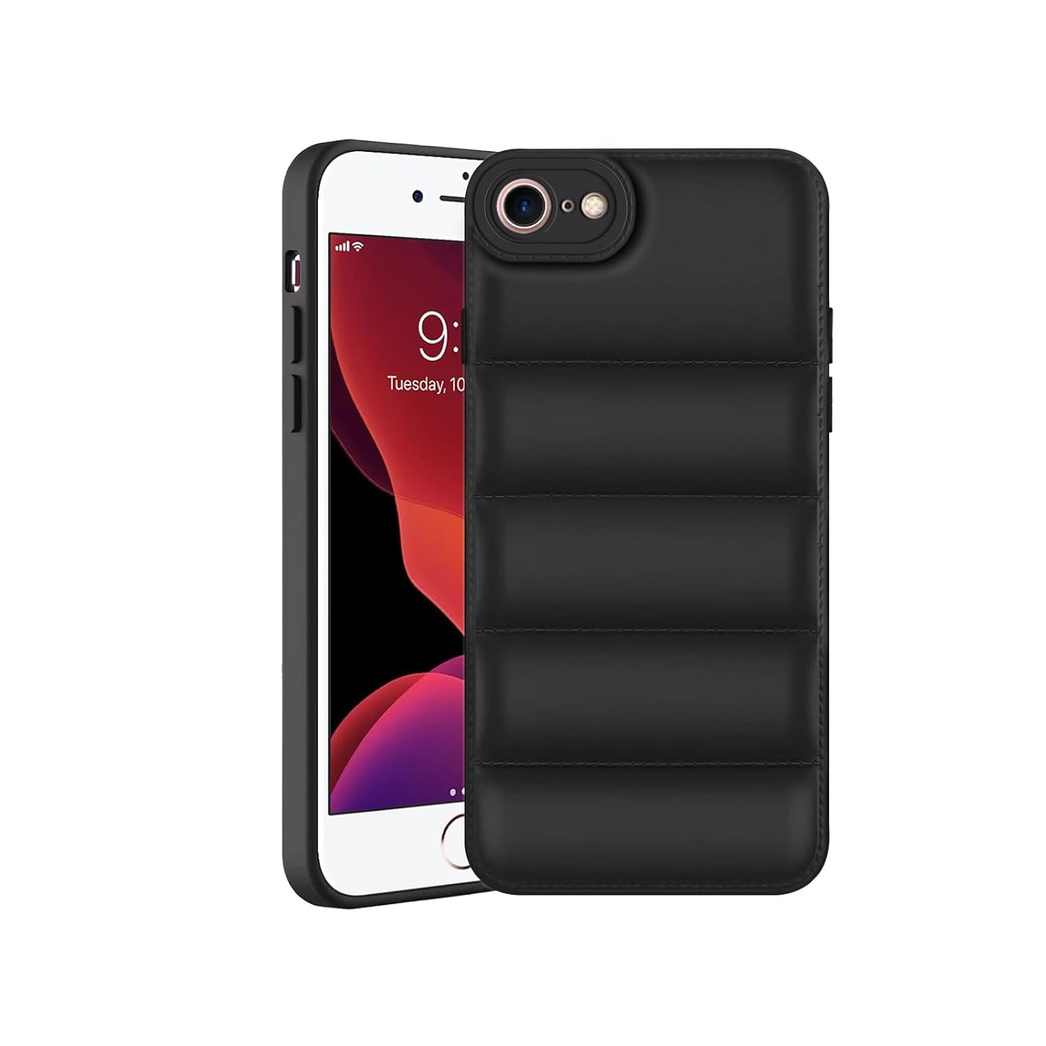 Amazon Brand – Solimo Rubber Puffer Case Camera Protection Soft Back Cover for Apple iPhone 7|iPhone 8|iPhone Se 2020|iPhone Se 2022-Black Amazon Brand – Solimo Rubber Puffer Case Camera Protection Soft Back Cover for Apple iPhone 7|iPhone 8|iPhone Se 2020|iPhone Se 2022-Black