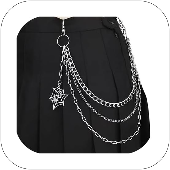 Punk Pants Chain Hip Hop Cross Sword Star Rivet Charm Layered Jeans Chains Wallet Chain Vintage Rock Chains for Women Men Halloween Jewelry Clothing Accessories