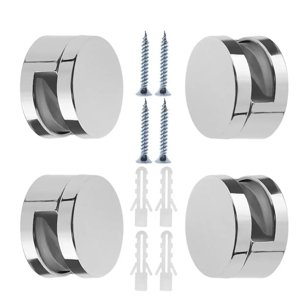 Udhsnjzg One Color Glass Clamps 4Pcs Glass Clamp Holder Round Mirror Fixing Bracket With Screws