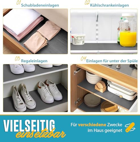Schubladenmatte von Linda's Essentials (60 x 500 cm) - Antirutschmatte Schubladen Schrankfolie Schrankpapier abwaschbar, Kühlschrank Folie die Schubladen und Regale sauber hält - Zuschneidbar (grau)