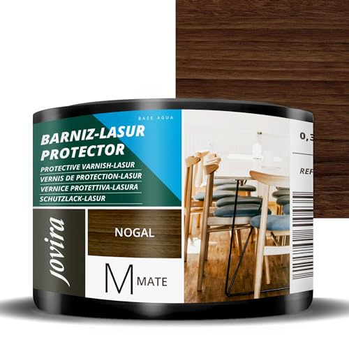 JOVIRA PINTURAS Lack-Lasur Matt Schutzlack auf Wasserbasis. Dekoriert und schützt Holz. (375 Milliliter, Wallnussbraun)