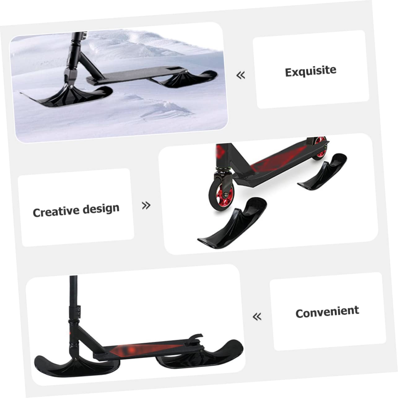 KICHOUSE 2-in-1 Scooter Ski Board Snow Sled Attachment Kit for Kids Outdoor Fun Random Style