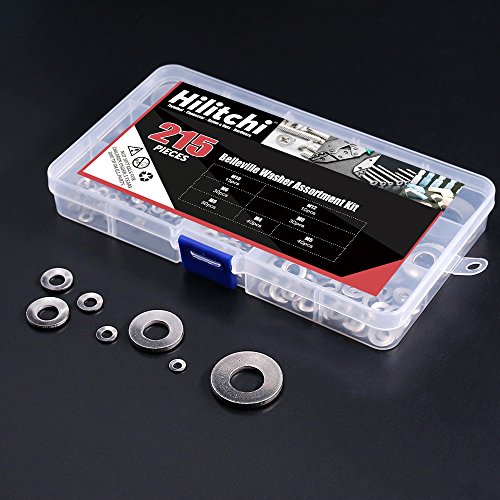 hilitchi 215-pcs m3 - m12 metric 304 stainless steel belleville spring washer assortment set
