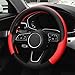 LABBYWAY Steering Wheel Cover, Universal Fit 15 Inch Microfiber Leather Car Wheel Protector, Anti-Slip, Red